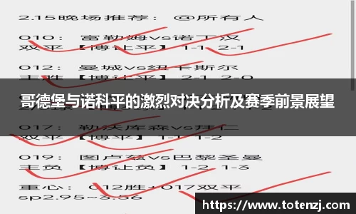 哥德堡与诺科平的激烈对决分析及赛季前景展望