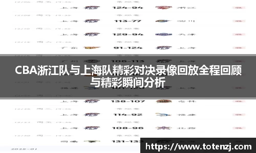 CBA浙江队与上海队精彩对决录像回放全程回顾与精彩瞬间分析